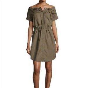 Theory Stretch-Cotton Off-the-Shoulder Shirtdress